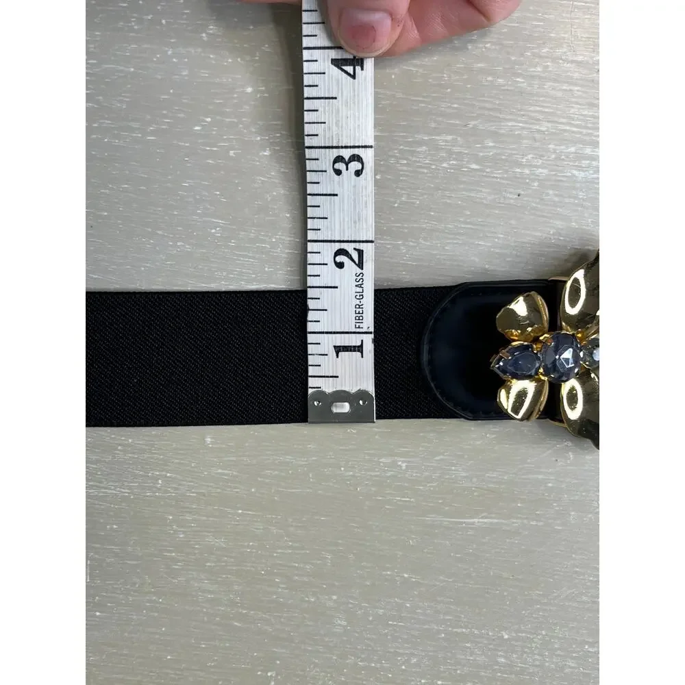 BCBG Maxazria Glam/Mobwife Style Goldtone Butterfly Studded Elastic Clasp Belt